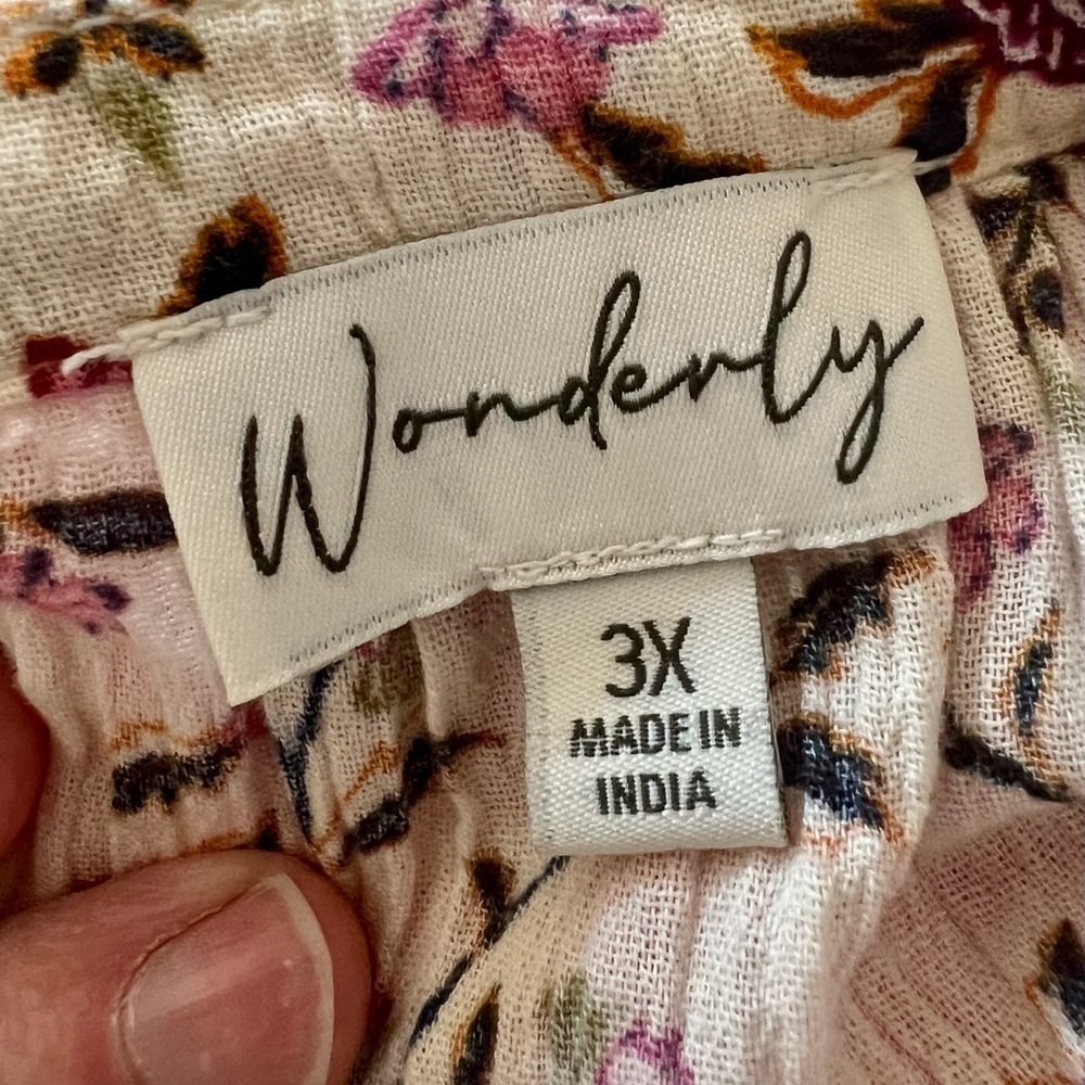 Wonderly Cream Maxi Dress with Pink Floral and Green Trim - Picture 3 of 5